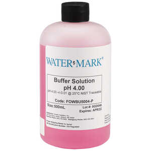 WaterMark NIST Traceable Buffer Solutions, pH 4.00, 500ml Bottle